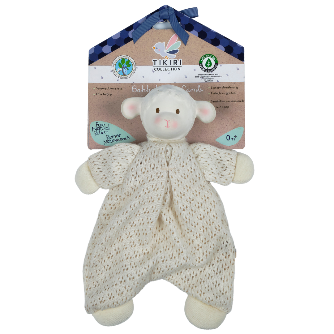 Bahbah the Lamb Baby Lovey with Organic Natural Rubber Teether Head