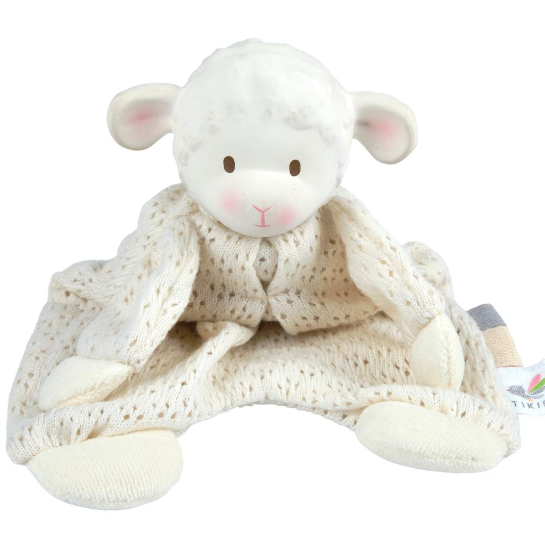 Bahbah the Lamb Baby Lovey with Organic Natural Rubber Teether Head