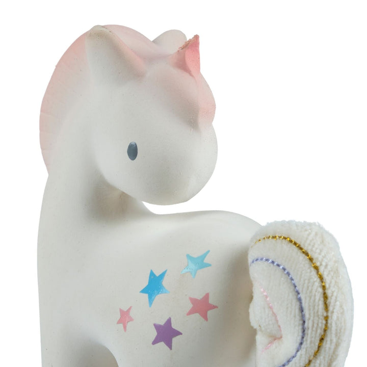 Cotton Candy Unicorn - Natural Rubber Rattle with Crinkle Tail