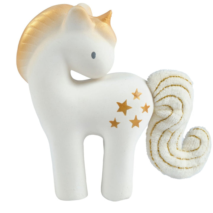 Shining Stars Unicorn Organic Natural Rubber Rattle With Crinkle Wings