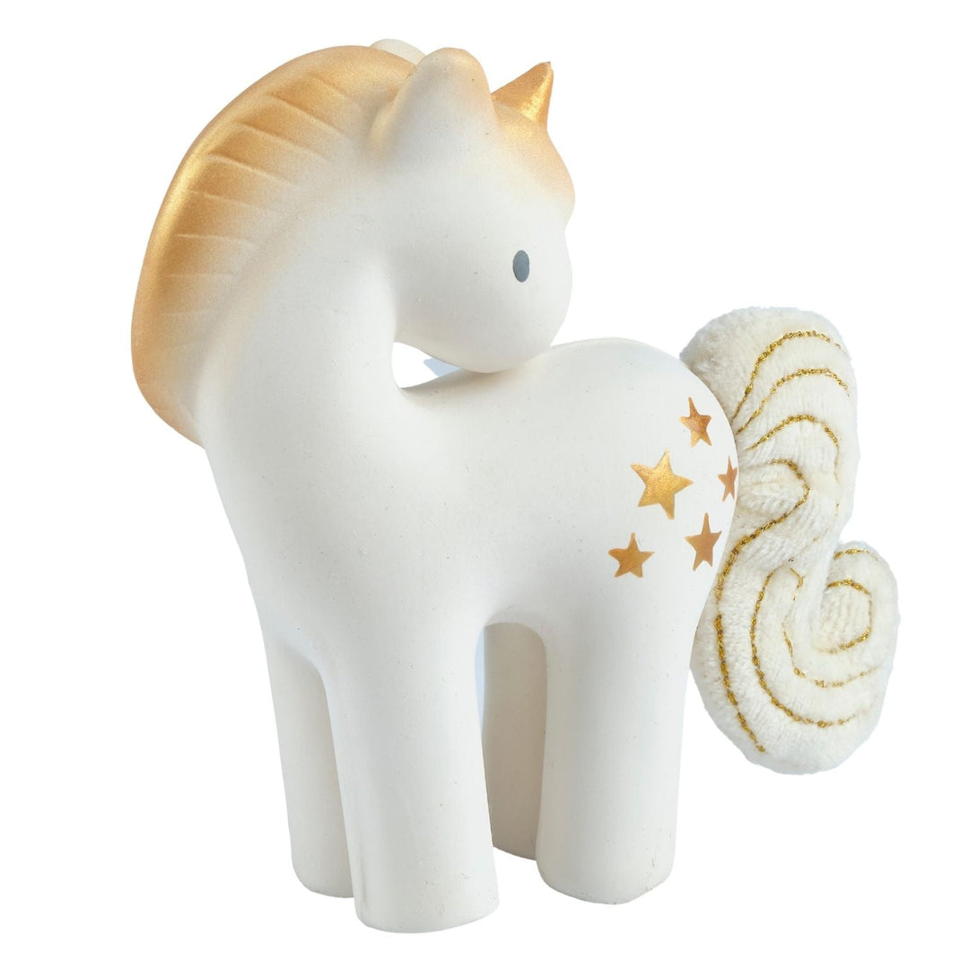 Shining Stars Unicorn Organic Natural Rubber Rattle With Crinkle Wings