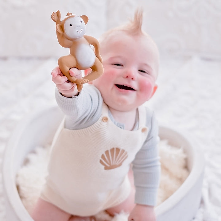 Monkey - Organic Natural Rubber Rattle, Teether & Bath Toy