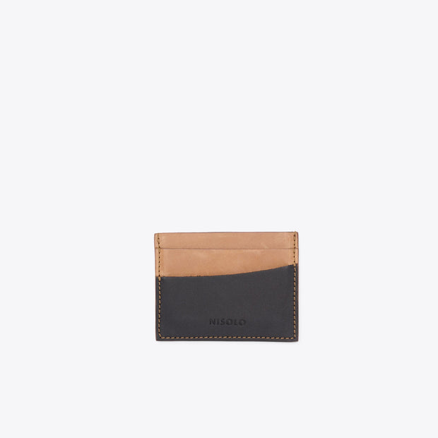 Upcycled Leather Card Case Almond/Black