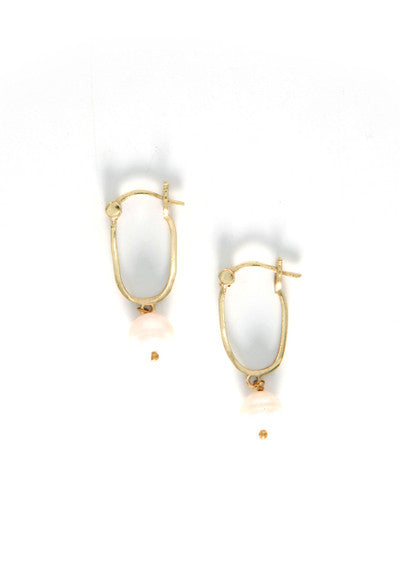 Freshwater Pearl Drop Earrings - Brass