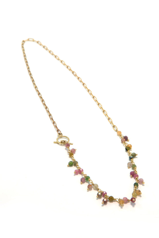 Tourmaline Toggle Luxe Brass Necklace