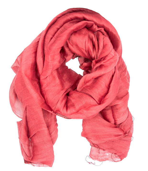 Woven Linen Scarf - Red