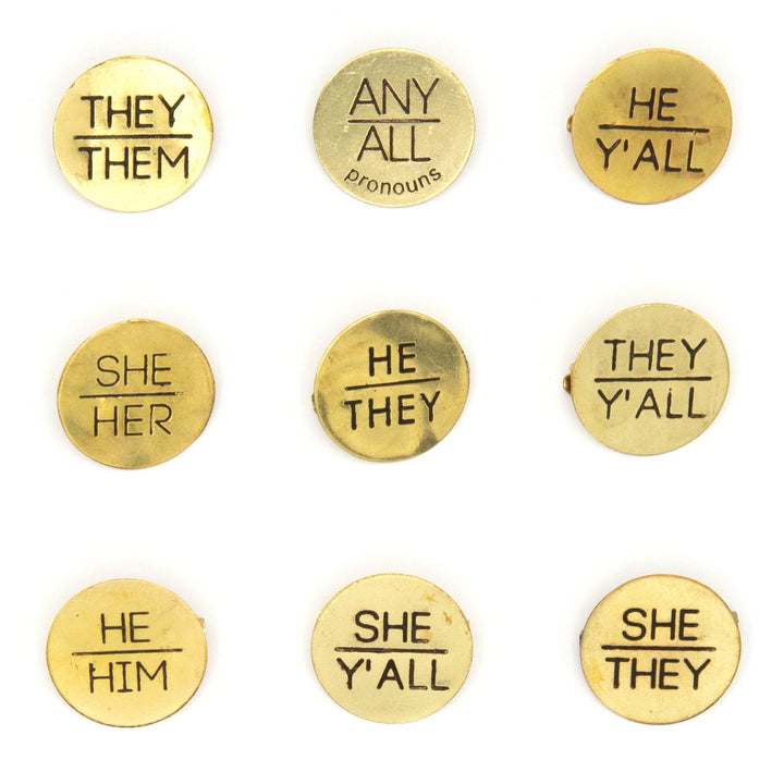 Pronoun Pins - Brass