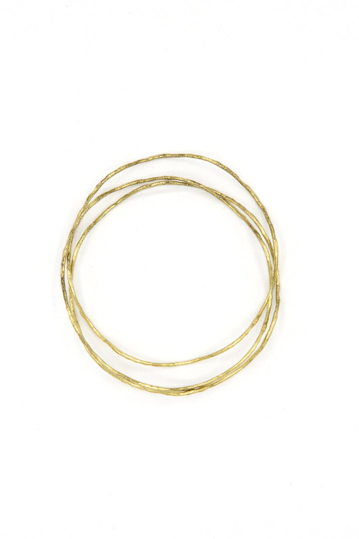 Tidelwave Hammered Brass Bangle Set