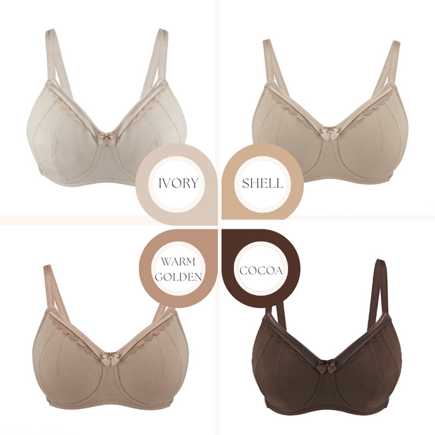 Cocoa-Supportive Non-Wired Silk & Organic Cotton Full Cup Bra with Removable Paddings