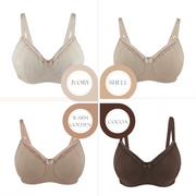 Ivory-Supportive Non-Wired Silk & Organic Cotton Full Cup Bra with Removable Paddings