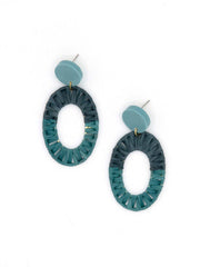 Blue Raffia Statement Earrings