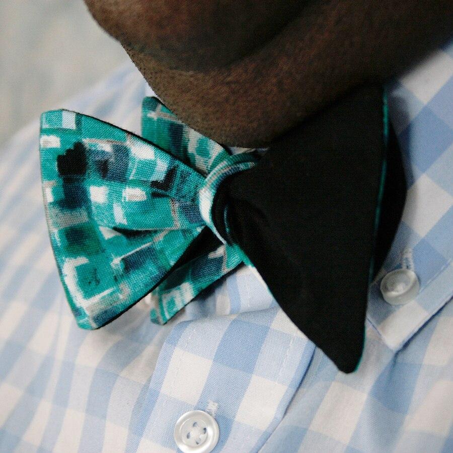 Mosaic Teal Bow Tie