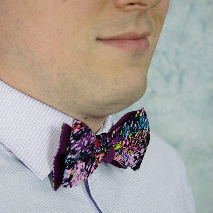 Splattered Plum Bow Tie