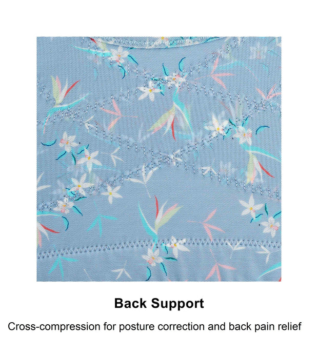 Back Support Cotton & Silk Sports Bra (Floral Spritz & Lily white)