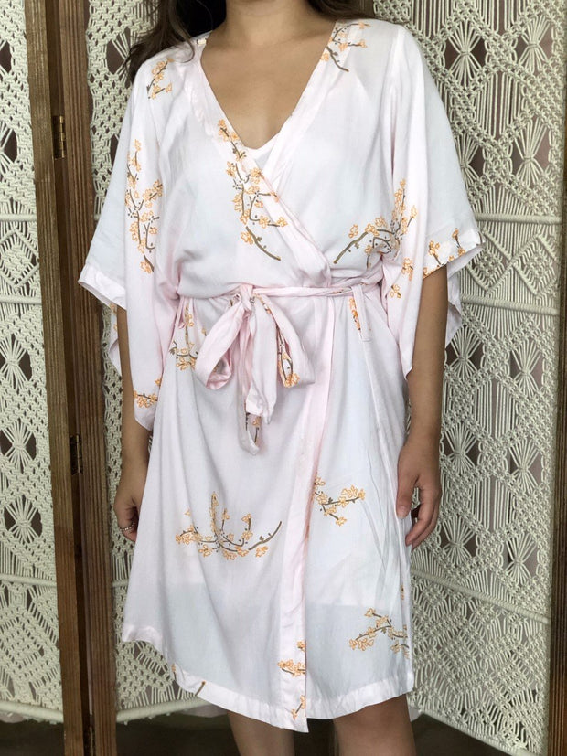 Cherry Blossom Lounge Robe in Baby Pink