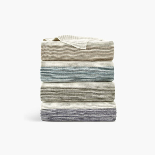 Color Block Marled Organic Throw - Vetiver