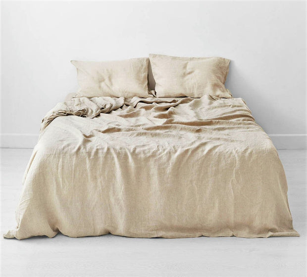 Unwashed Flax Linen Duvet Cover Set | Wheat