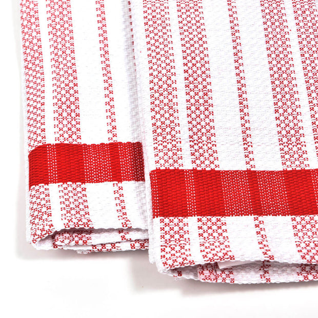 Hache Dish Towels | Red & White Stripes with Red Border