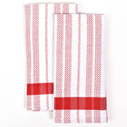 Hache Dish Towels | Red & White Stripes with Red Border