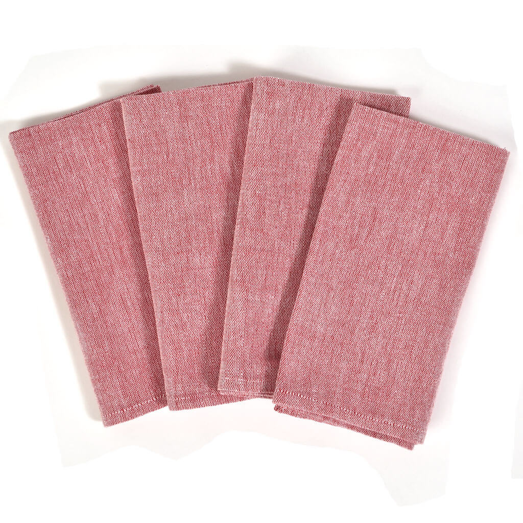 Hand Woven Luncheon Napkins | Heathered Red lighter hue