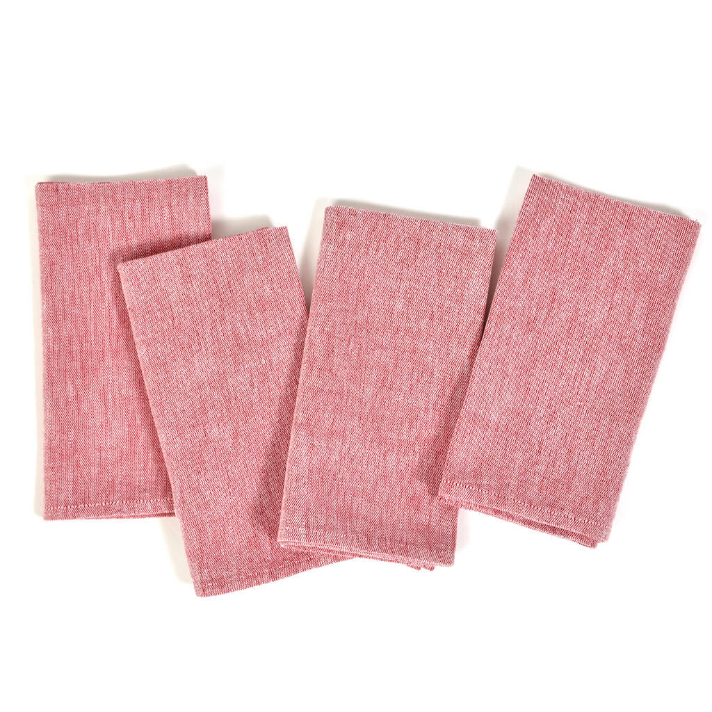 Hand Woven Luncheon Napkins | Heathered Red lighter hue