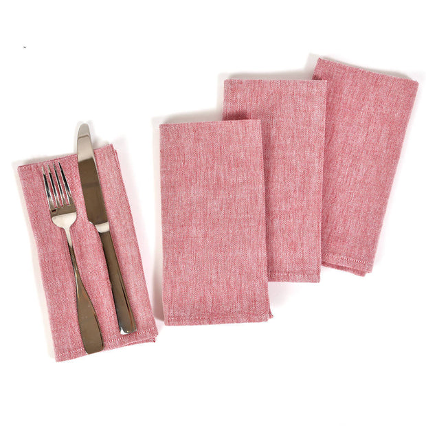 Hand Woven Luncheon Napkins | Heathered Red lighter hue