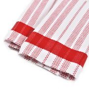 Hache Dish Towels | Red & White Stripes with "Misplaced" Red Border