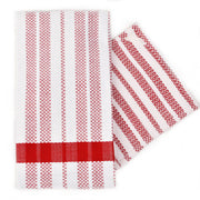 Hache Dish Towel with Dish Cloth | Red & White Stripes with Red Border