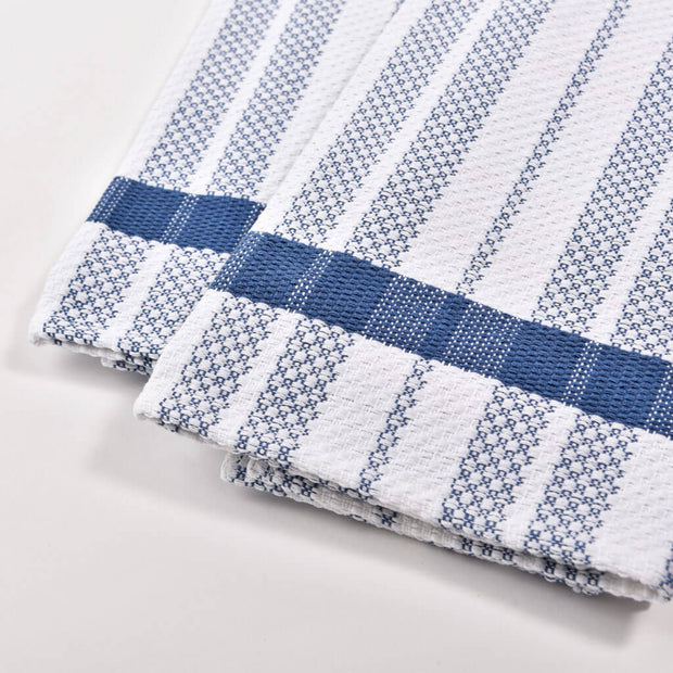Hache Dish Towels | Blue Gray & White Stripes with Border