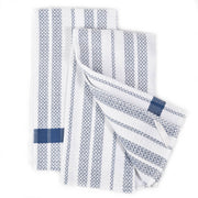 Hache Dish Towels | Blue Gray & White Stripes with Border