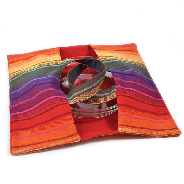 Covered Dish Tote | Bright Rainbow Stripes