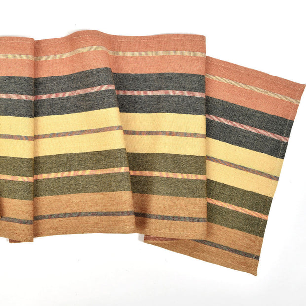 Hand Woven Striped Table Runner | Wide Caramel