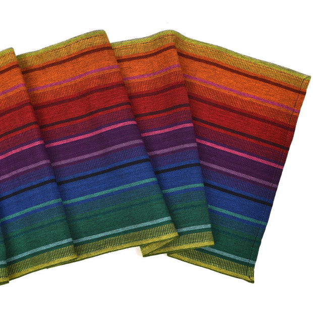 Hand Woven Striped Table Runner | Rainbow