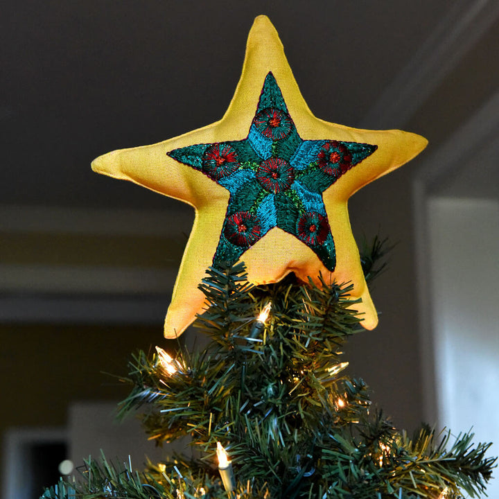 Hand embroidered Christmas Tree Topper