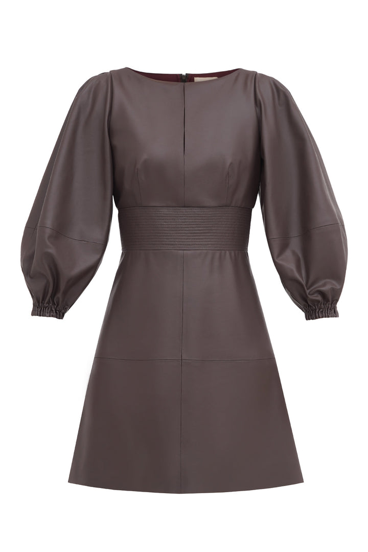 Long sleeve organic vegan leather dress