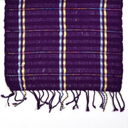 Hand Woven Fringed Scarf | Violet Sparkle with Light Blue Stripe