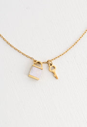 Lock and Key Mother of Pearl Necklace
