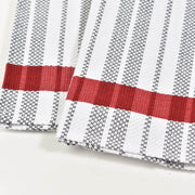 Hache Dish Towels | Black & White Stripes with Red Border