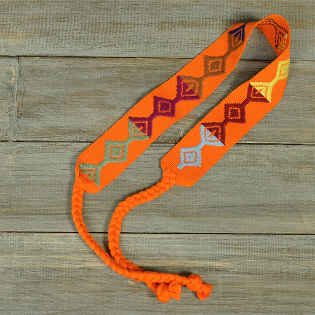 Boho Embroidered Headband | Tangerine