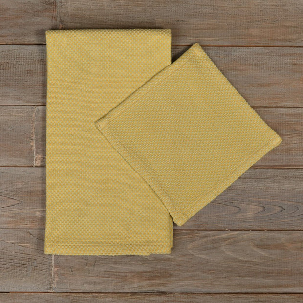 Hache Kitchen Towel with Dish Cloth in Celery & Butter Yellow