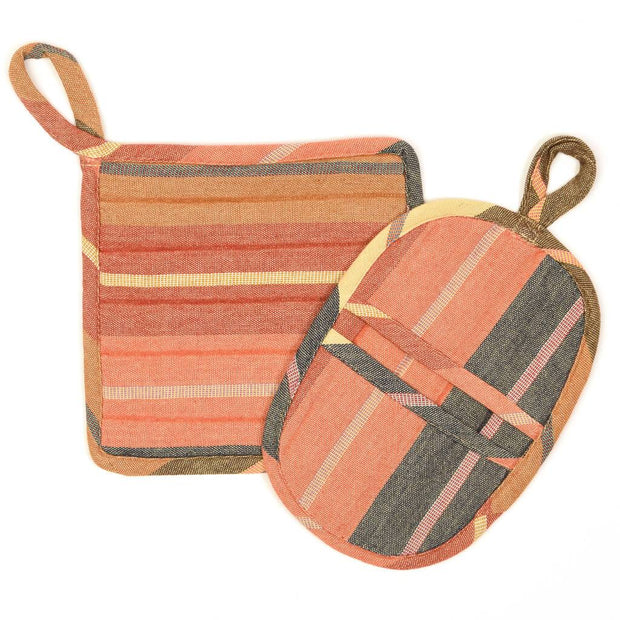 Potholder Gift Set | Wide Caramel Stripes