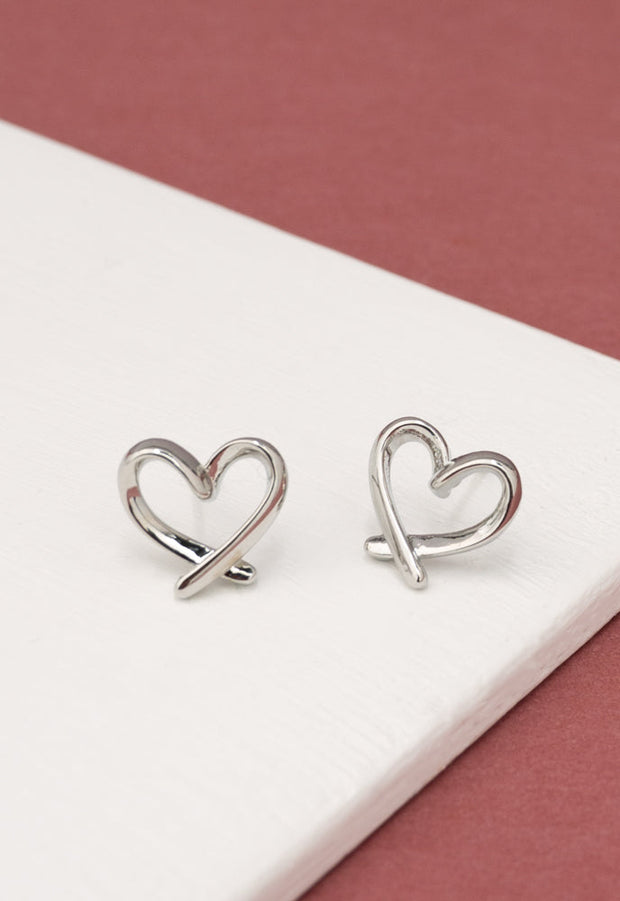 With Love Stud Earrings in Platinum