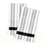 Hache Dish Towels | Black & White Stripes with Black Border