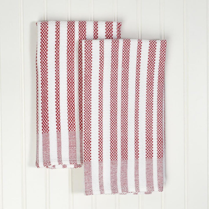 Hache Dish Towels  Red & White Stripes with Border