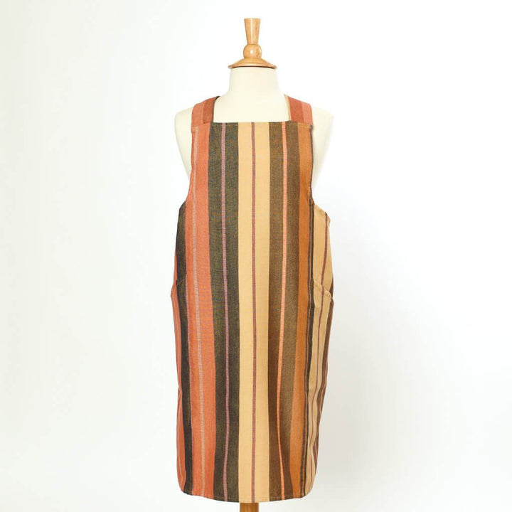 Crossback Apron | Wide Caramel Stripes