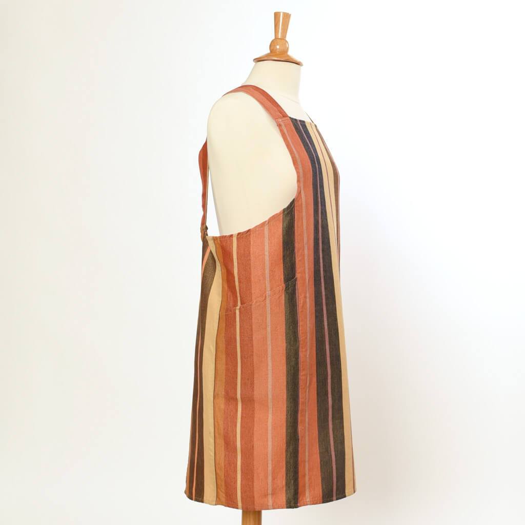 Crossback Apron | Wide Caramel Stripes