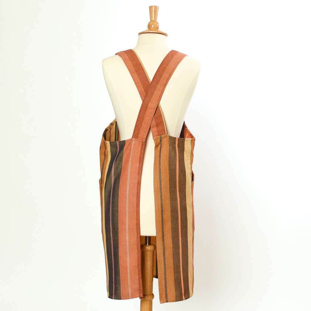 Crossback Apron | Wide Caramel Stripes