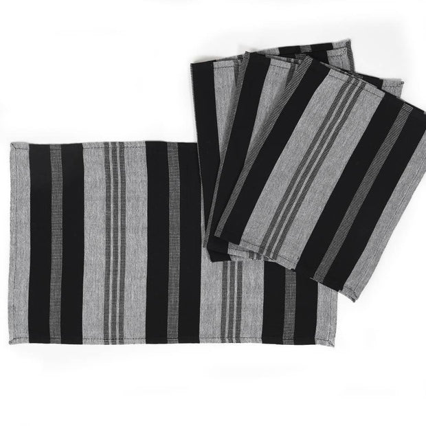 Striped Placemats | Black & Gray Stripes
