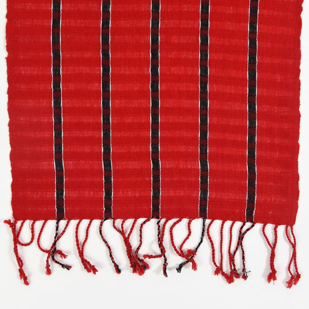 Fringed Gossamer Scarf | Cajola Red Stripe