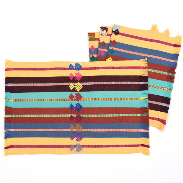 Guatemala Hand Woven Celebration Placemat Set | Desert Rock & Sky